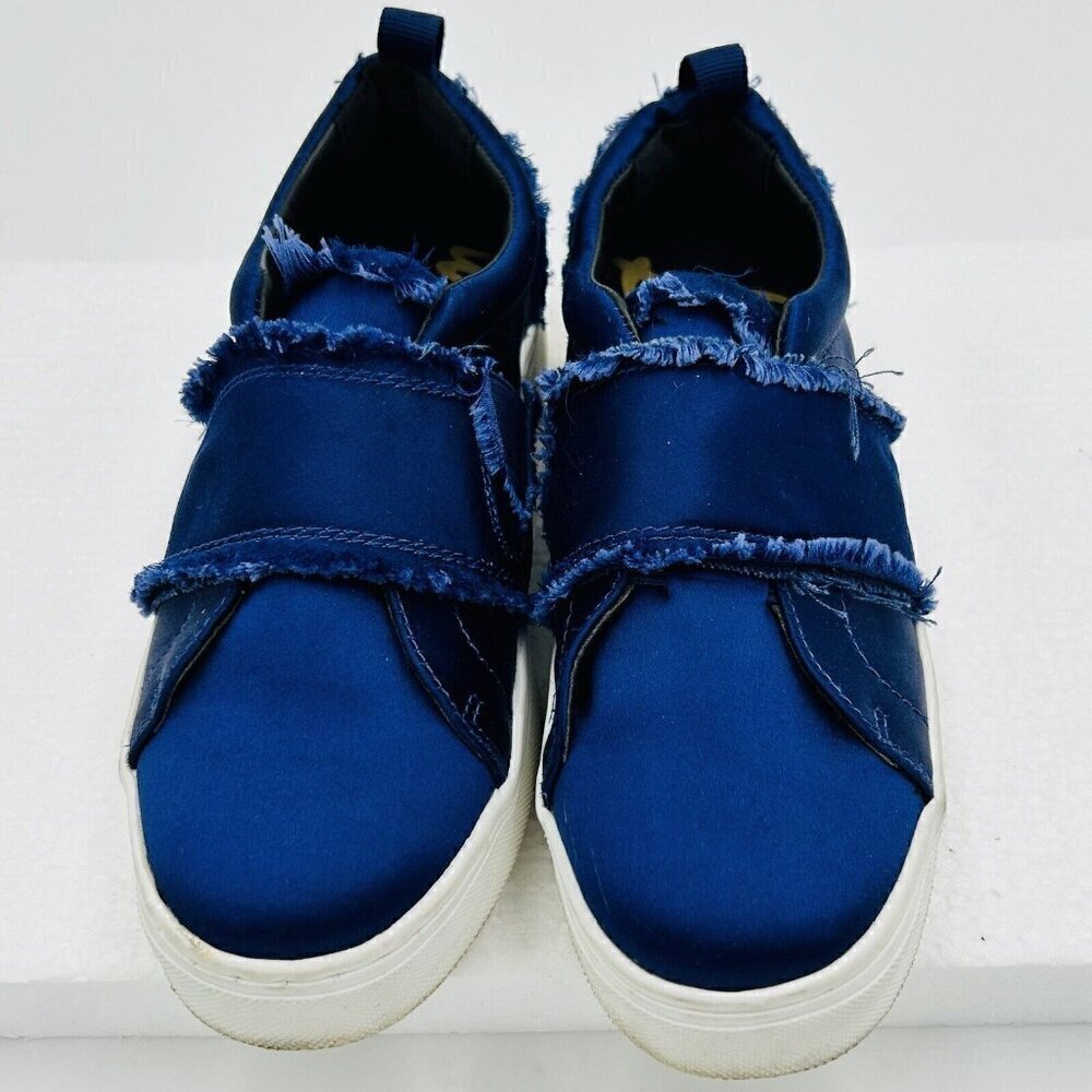 Sam Edelman Womens Levine Satin Fringe Elastic Slip-On Sneakers Blue Size 6.5